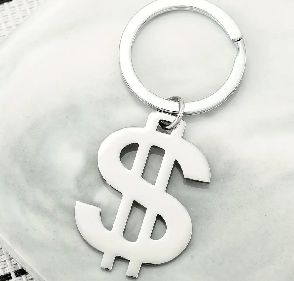 3/$25 Dollar Sign Money Stainless Steel Keychain NEW